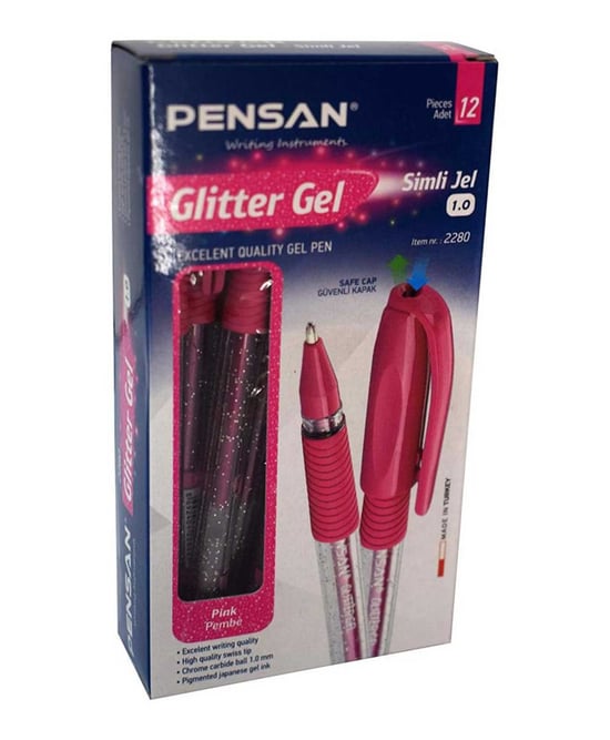 Pensan Glıtter Simli Jel Kalem Pembe 12'li