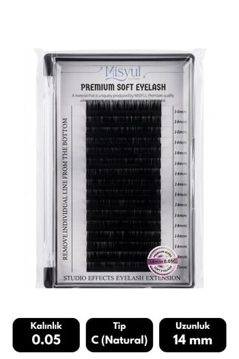Misyul 0.05c Natural Kıvrım 14 Mm Soft Eyelash Doğal İpek Kirpik 16'lı