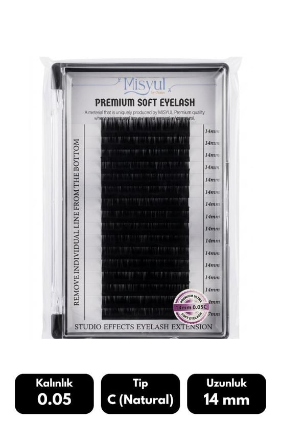 Misyul 0.05c Natural Kıvrım 14 Mm Soft Eyelash Doğal İpek Kirpik 16'lı