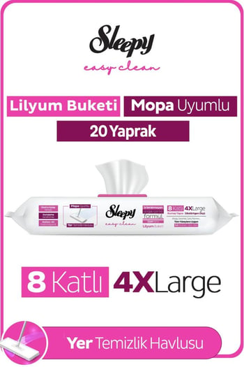Sleepy Easy Clean Lilyum Buketi Mopa Uyumlu Yer Temizlik Havlusu&mendili 20 Yaprak