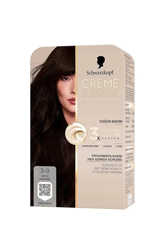Schwarzkopf Creme Supreme 3-0 Koyu Kestane Kadın Saç Boyası