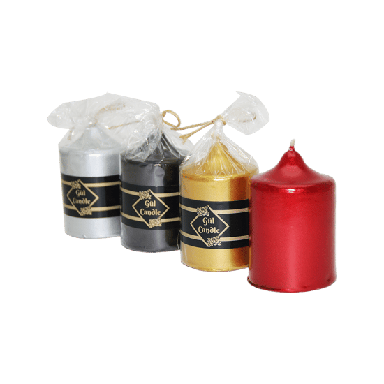 Gül Candle ( 5x7 & Küçük ) ( Yaldızlı ) Takoz Mum