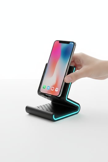 Şeritli ve Desenli Telefon Standı Turkuaz