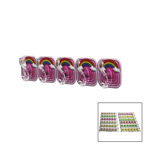 Baysa-1606 ( 5pcs=tekli & Çoklu Kullanım ) Mika Kristal Kollu ( Resimli Yapışkanlı ) Askı