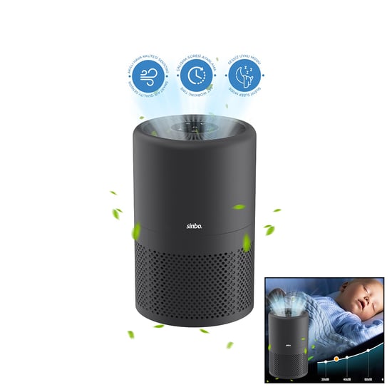 Sinbo Sap-5507 ( Gri ) Hava Temizleme Cihazı ( Otomatik Fan ) ( 3 Kademe Filtreleme ) ( Led Aydınlatma ) ( Sessiz Uyku Mod )