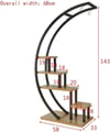 Asvera 28-018 Büyük C Tipi Dekoratif Metal Ahşap Çiçeklik - 180 Cm Dev Saksı Standı Rafı