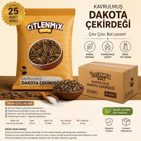 Çitlemmix Kavrulmuş Dakota Çekirdeği – 250 G X 25’li Koli