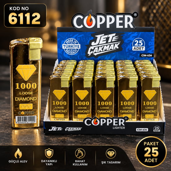 Hagiki Gold Çakmak Rüzgar Alevli Copper Jet Çakmak
