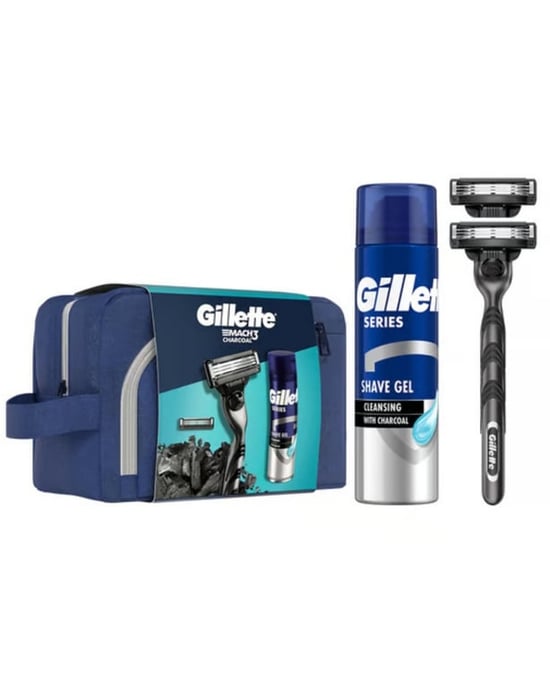 Gillette Mach 3 Charcoal  Makinesi 2UP+ Gillette Series Tıraş Jeli200ML.+Çanta