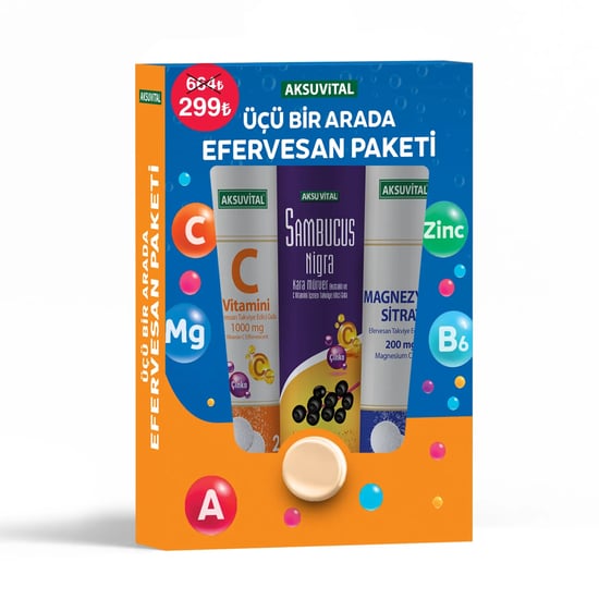 Aksuvital ÜÇÜ BİR ARADA EFERVESAN SETİ | C Vitamini + Sambucus + Magnezyum