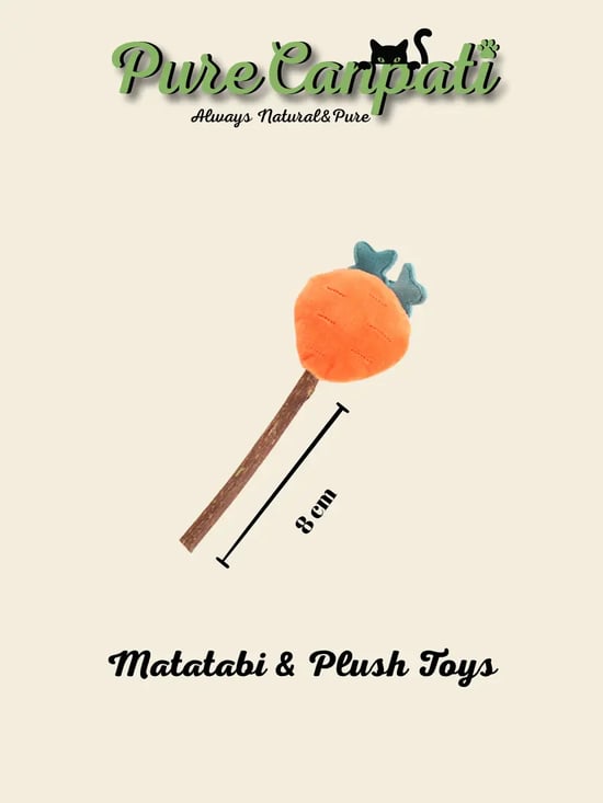 Matatabi Stick Peluş Kedi Oyuncağı – Catnipli Doğal Oyuncak - Havuç