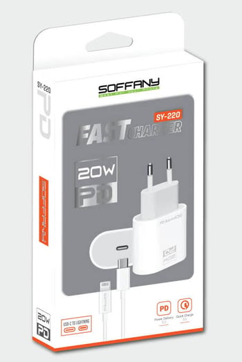Soffany Sy-220 20w Type C İphone Jarj Adaptör ve Kablo Seti