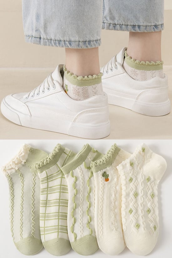 Bgk 5 Çift Kabartmalı Yeşil Kadın Çorap 36-41