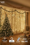 300 Ledli 10 Sarkıt Perde Led Işık | 8 Fonksiyon | Uzaktan Kumandalı | 3x3 Metre