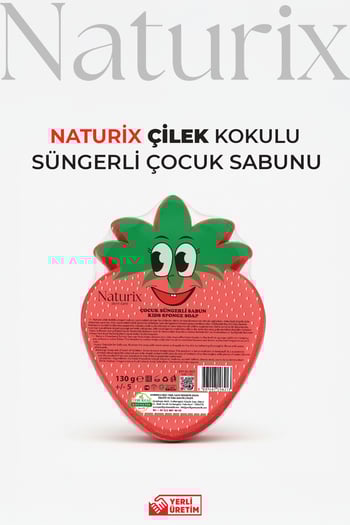 Çilek Şekilli Süngerli Çocuk Sabunu 130gr