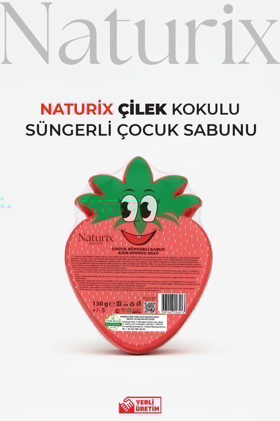 Çilek Şekilli Süngerli Çocuk Sabunu 130gr