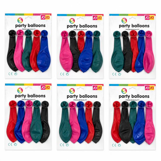 Soso Party Balloons ( 5pcs ) Orta Boy ( Renkli & 30cm ) Party Balon