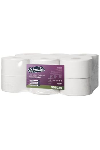 Wanda Soft Mini Cimri İçten Çekmeli Tuvalet Kağıdı 6 KG 132M Rulo - 12'lı Paket - 2 Katlı, 21cm Yaprak Eni