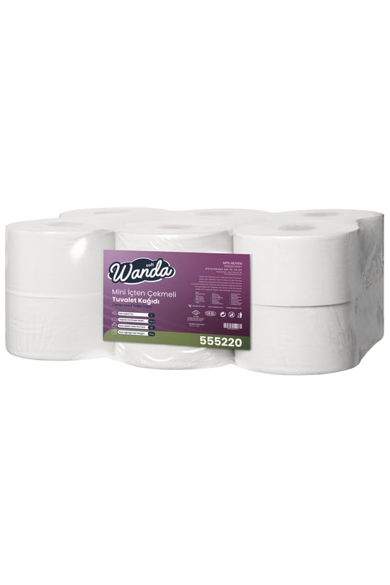 Wanda Soft Mini Cimri İçten Çekmeli Tuvalet Kağıdı 6 KG 132M Rulo - 12'lı Paket - 2 Katlı, 21cm Yaprak Eni