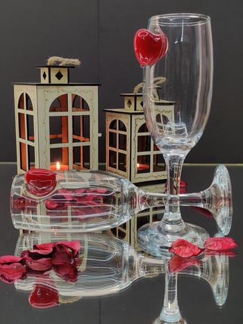 Kirlinova Kırmızı Dikey Kalp Kokteyl Kadehi 2 Li - (kahve Yanı Su/kokteyl Bardak) 190 Ml