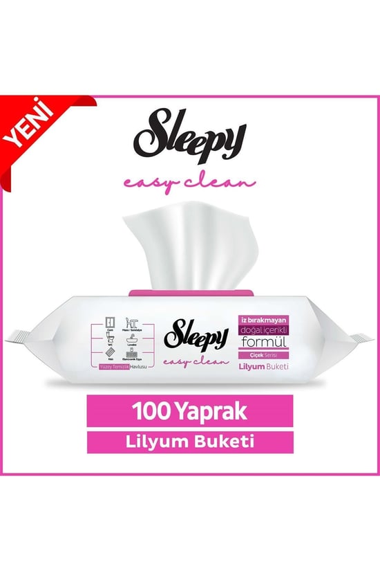 Sleepy Easy Clean Lilyum Buketi Yüzey Temizlik Havlusu  Islak Mendil 100 Lü