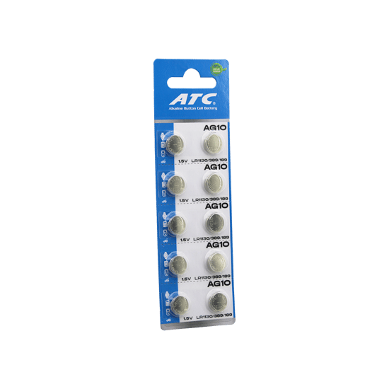 Atc Alkaline Button Battery ( Ag10 ) ( Lr-1130/389/189 ) ( Düğme Pil ) ( Alkalin ) ( 1.5v ) ( 10lu Kart )