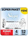 Sleepy Bio Natural Premium Plus Airbag Comfort Süper Paket Külot Bez 4 Numara Maxi 52 Adet