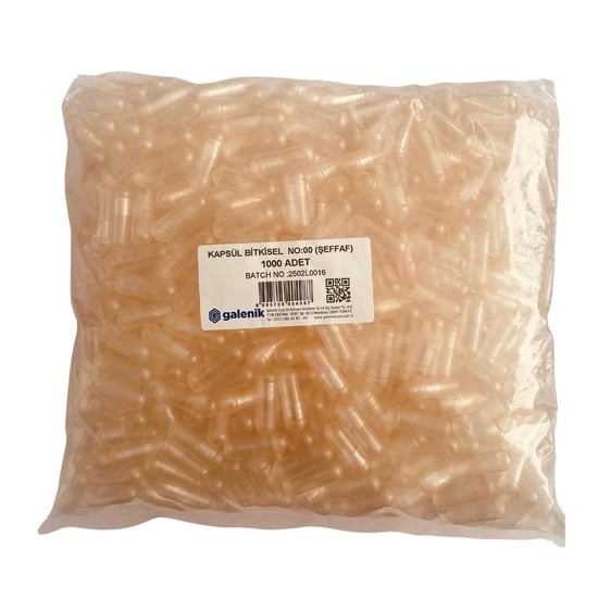 Galenik Şefaf Jelatin Kapsül No: 00 - 1000 Adet ( Bağırsakta Çözünen )