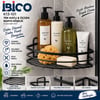 K13-101 ( Lamalı ) ( Tek Katlı & Üçgen ) ( Siyah ) ( Metal ) Banyo Köşelik & Duşkabin Raf