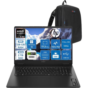 Hp Omen 17-db1022nt Amd Ryzen Aı 9 365 128gb Ddr5 2tb Ssd Windows 11 Home Rtx5060 8gb Gddr6 17.3 Inç