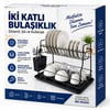 Krt-1158 ( Siyah & Metal ) ( 2 Katlı ) Tabaklık & Bulaşıklık