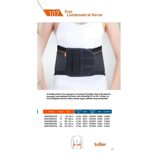 Luxor Örgü Lumbosacral Korse ( 107/l )