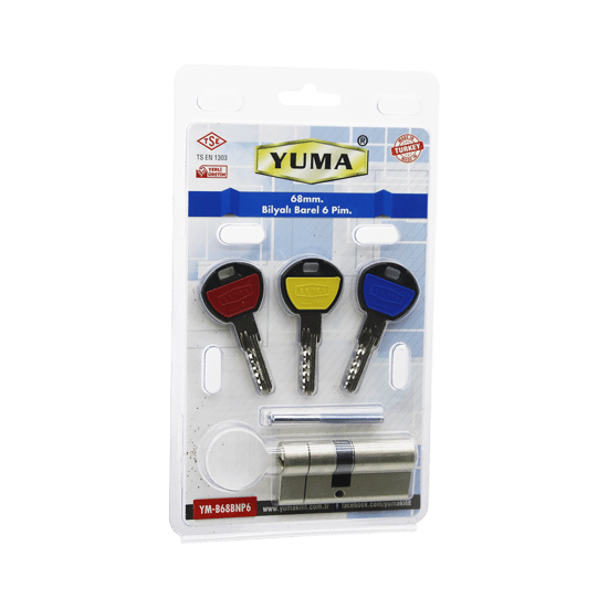 Yuma Ym-b68-bnp6 ( Bilyalı ) ( 68mm & 6 Pim.) ( Nikel Saten ) Barel ( Vakumlu Ambalaj ) ( 3 Anahtar )