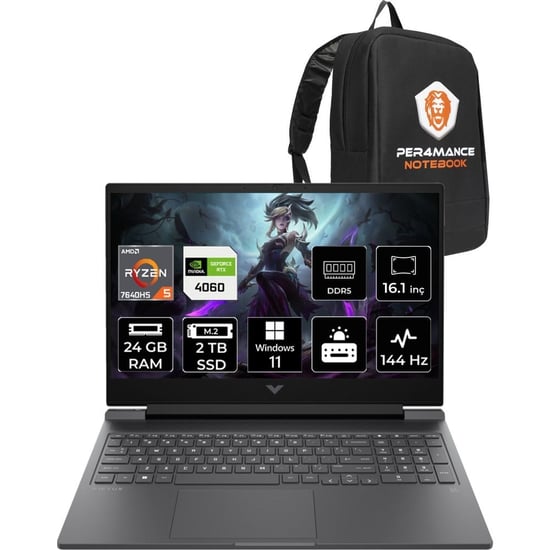 HP Victus 16 Ryzen 5 7640HS RTX 4060 24GB RAM 2TB SSD 16.1" FHD 144Hz Win11 Pro 7Z4M8EAPN412 Gaming 