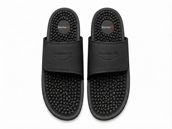 Doctor Fit Refleksoloji Rahatlatıcı,akapunktur Masaj Terliği Antibakteriyel Deri Siyah 41 Numara Unisex