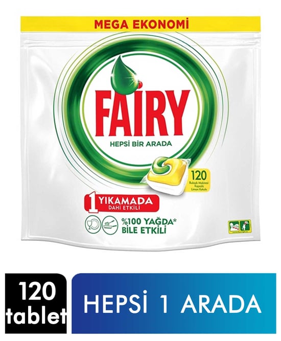 Fairy Hepsi Bir Arada 120 Yıkama Bulaşık Makinesi Deterjanı Kapsülü Limon
