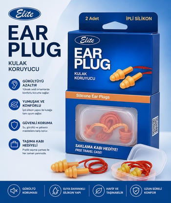 Elite İpli Silikon Kulak Koruyucu