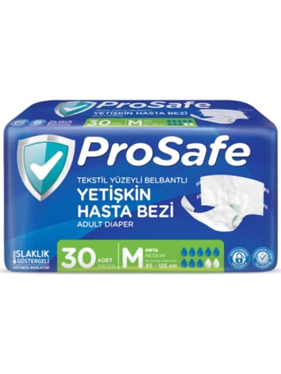 Prosafe Tekstil Yüzeyli Bel Bantlı Yetişkin Hasta Bezi Medium 30'Lu
