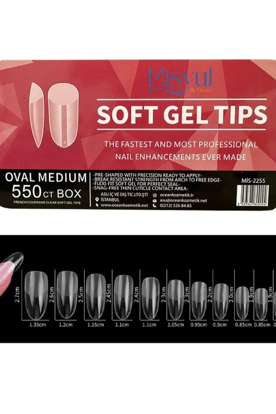 Misyul Jel Tırnak Oval Medium 550'li Paket Soft Jel Tips Mıs-2255