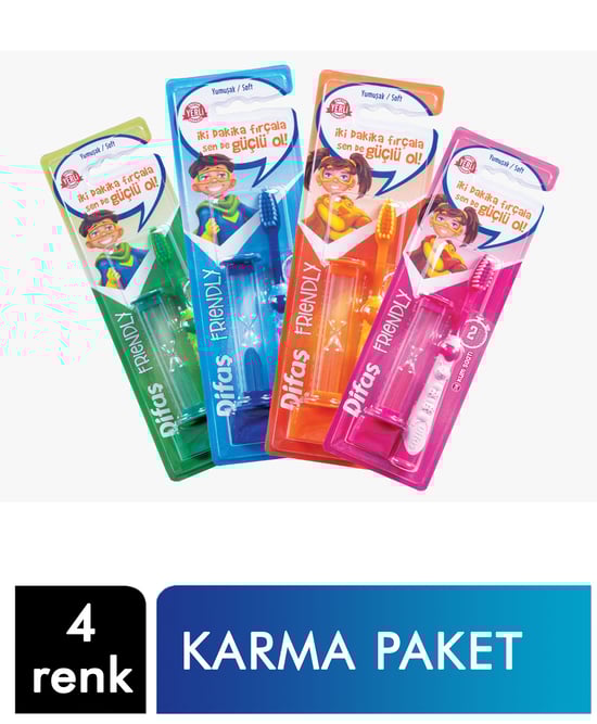 Difaş Cocuk Diş Fırçası Friendly Kum Saatli 4 Renk Asorti