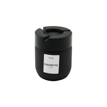 Qlux C-00545 ( 425cc ) ( Siyah Cam ) Küllük ( Siyah Plastik Kapak ) ( No-08 Cigarette & Kül Tablası )