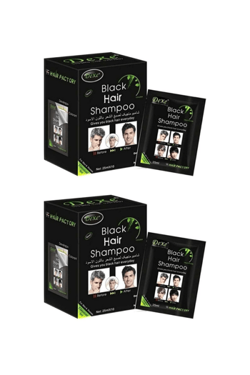 Dexe Black Hair Shampoo Beyaz Saç Kapatıcı Siyah Şampuan Boya 10lu Paket 2 Adet