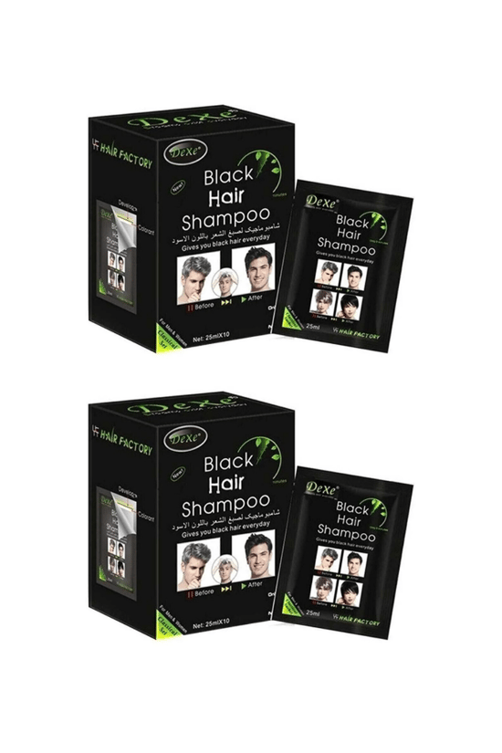 Dexe Black Hair Shampoo Beyaz Saç Kapatıcı Siyah Şampuan Boya 10lu Paket 2 Adet