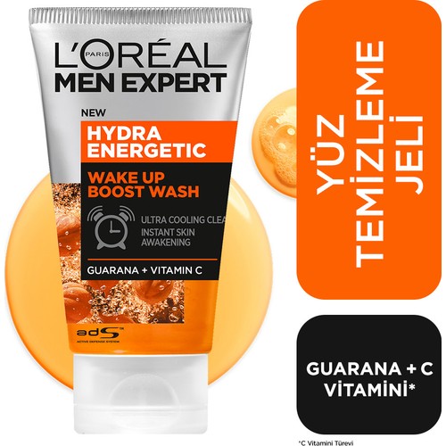 L'Oreal Paris Men Expert Hydra Energetic Wake Up Boost Yüz Temizleme Jeli 100 ml