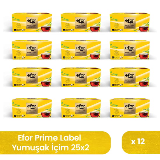 Efor Prime Label Bardak Poşet Siyah Çay 2 Gr X 25 Adet – 12'li Koli