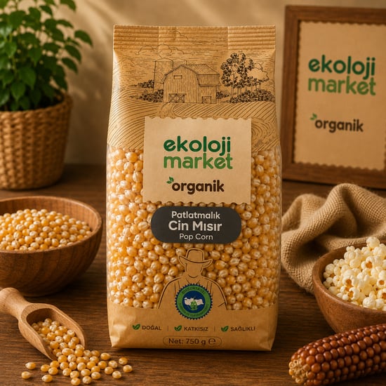 Organik Patlatmalık Cin Mısır 750 Gr.