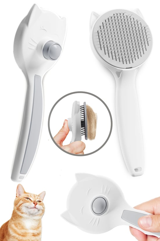 Ata Home Köpek Kedi Otomatik Temizlenen Tuşlu Tüy Toplayıcı Tarak Evcil Pet Hayvan Tüy Kıl Toplama Fırçası