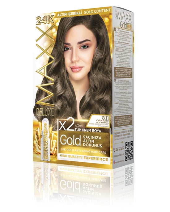 Maxx Deluxe Gold Beauty Set Boya 8.11 Yoğun Küllü Açık Kumral
