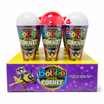 Bobbo Cornet Lollipop ve Oyuncak Hediyeli 12'li