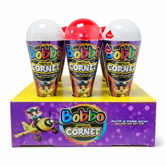 Bobbo Cornet Lollipop ve Oyuncak Hediyeli 12'li